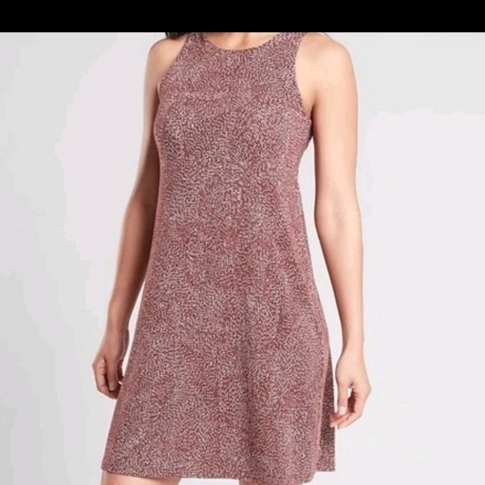 Athleta Santorini Thera Printed Dress Bashful Rose Modal Stretch Women's Small